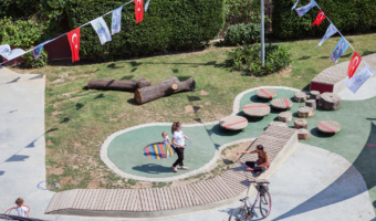 A playground designed for children from birth to age 3 and their caregivers
