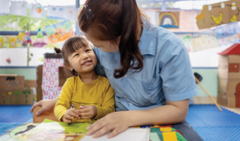 Teacher and child at OneSky Early Learning Centre in Vietnam