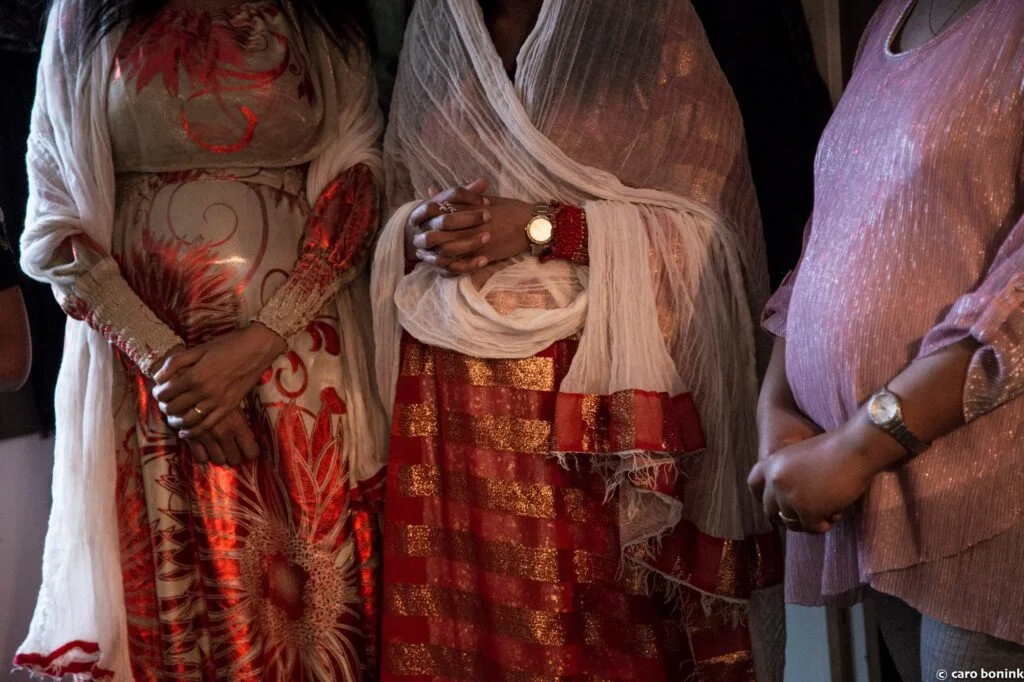 Anne and a group of Eritrean women during a Centering Pregnancy session.